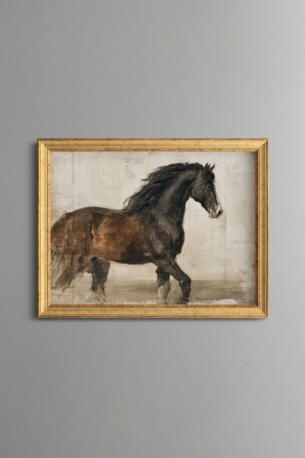 Noble Horse Figure - Vintage Patterned Frame - Slim Model