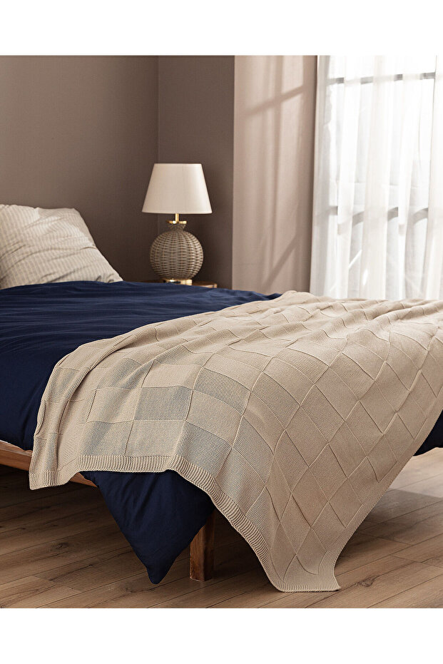 Perret Strickwaren Einzeldecke - Beige - 1