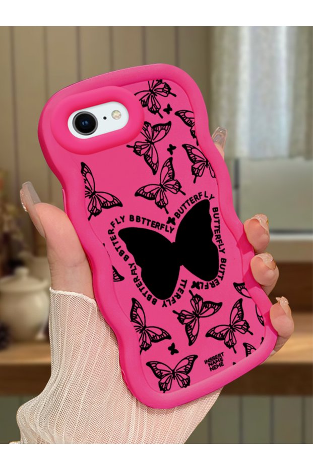 iPhone 6S Plus Compatible Shockproof Simple Red Silicone Phone Case Cover Butterfly Pattern