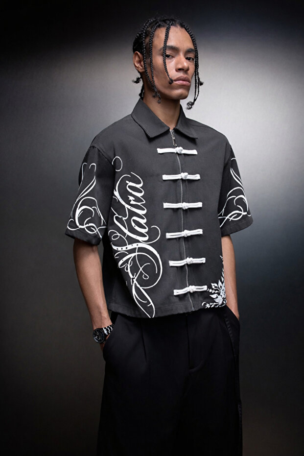 Men's Smoked Imperial Knot Printed Short Sleeve Box Fit Shirt