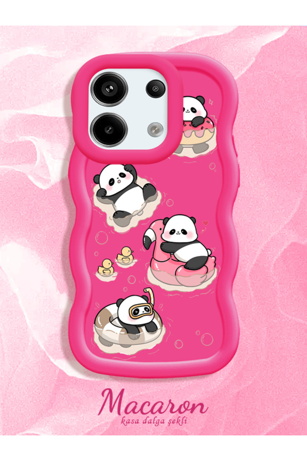 Simple Red Silicone Phone Case Panda Pattern Shockproof Compatible with Poco X6 5g