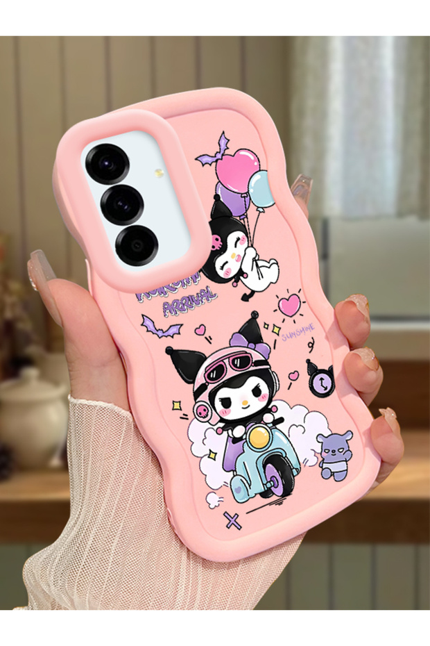 Samsung Galaxy A56 Compatible Shockproof Simple Pink Silicone Phone Case Kuromi Pattern