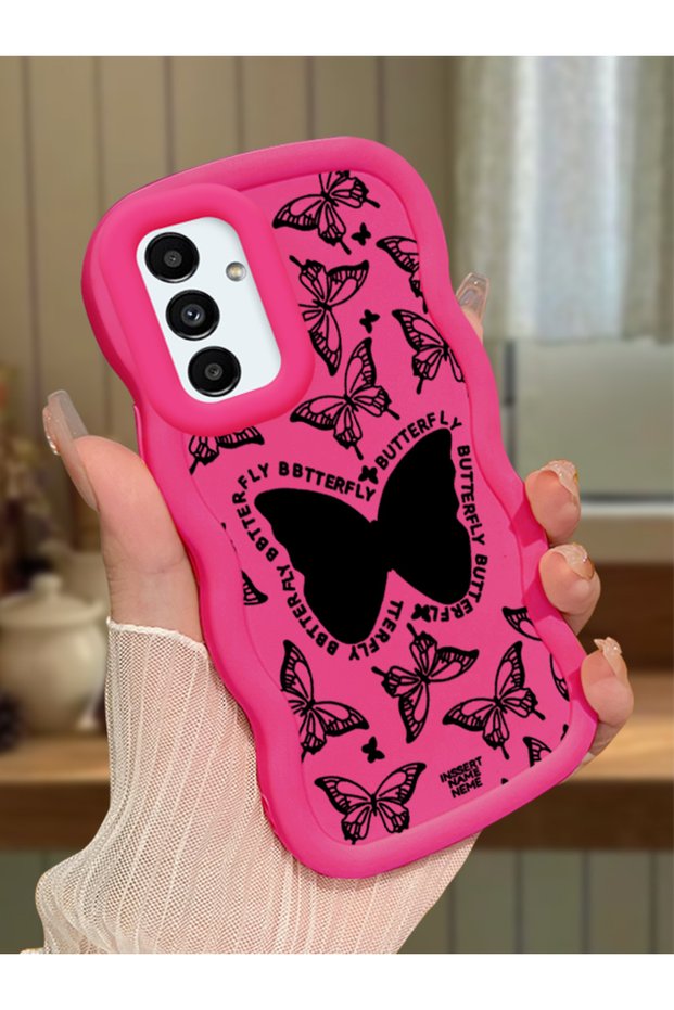 Samsung Galaxy A04S Compatible Shockproof Simple Red Silicone Phone Case Butterfly Pattern