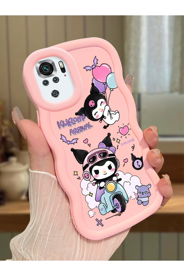 Xiaomi Redmi Note 10 4g Compatible Shockproof Simple Pink Silicone Phone Case Kuromi Pattern