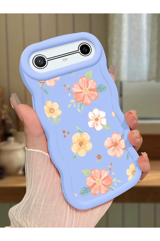 Tecno Spark Slim Compatible Shockproof Simple Blue Silicone Phone Case Flower Pattern