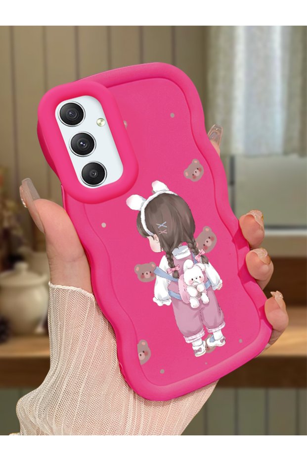 Samsung Galaxy A34 5g Compatible Shockproof Simple Red Silicone Phone Case Girl Pattern