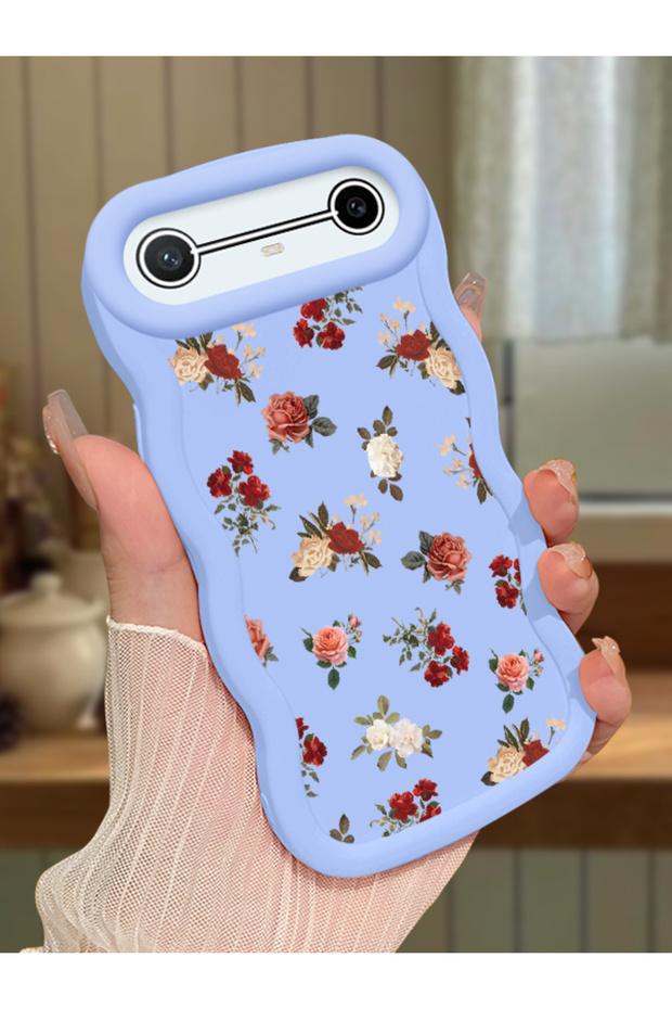 Tecno Pova Slim Compatible Shockproof Simple Blue Silicone Phone Case Flower Pattern