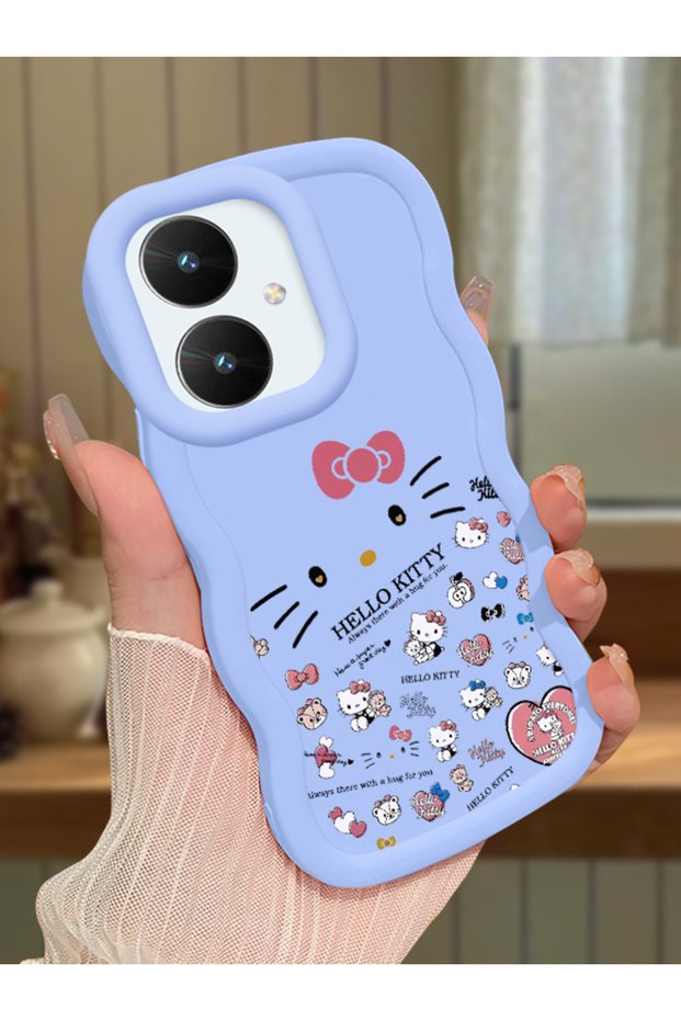 Poco M6 Compatible Shockproof Simple Blue Silicone Phone Case Hello Kitty Pattern
