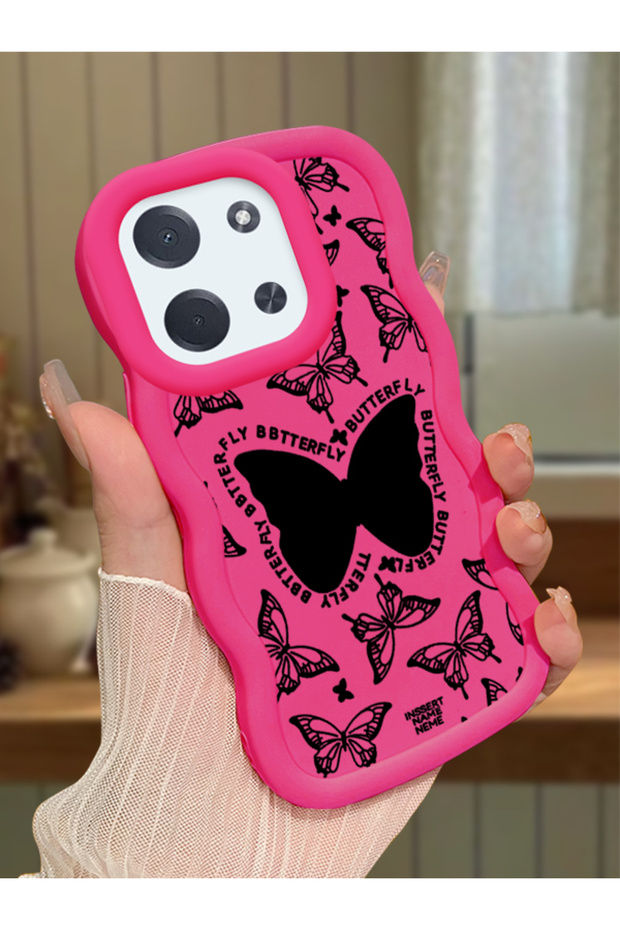 Poco C85 4g Compatible Shockproof Simple Red Silicone Phone Case Butterfly Pattern