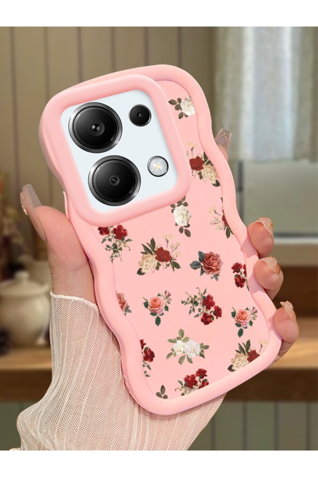 Redmi Note 13 Pro 4g Compatible Shockproof Simple Pink Silicone Phone Case Flower Pattern