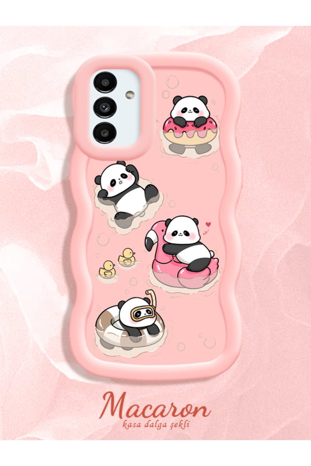 Simple Pink Silicone Phone Case Panda Pattern Compatible with Samsung Galaxy A13 Shockproof
