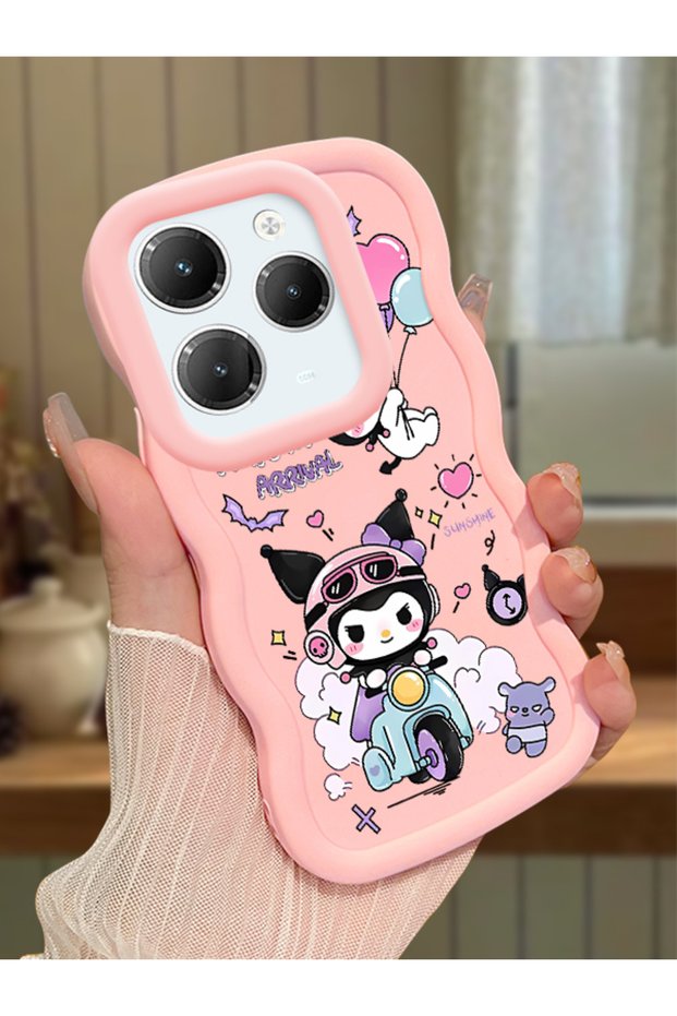 Infinix Hot 40 Compatible Shockproof Simple Pink Silicone Phone Case Kuromi Pattern