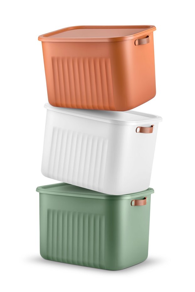 Decorative Storage Box 3 Pieces Kitchen Bathroom Organizer Mega Size Box with Lid