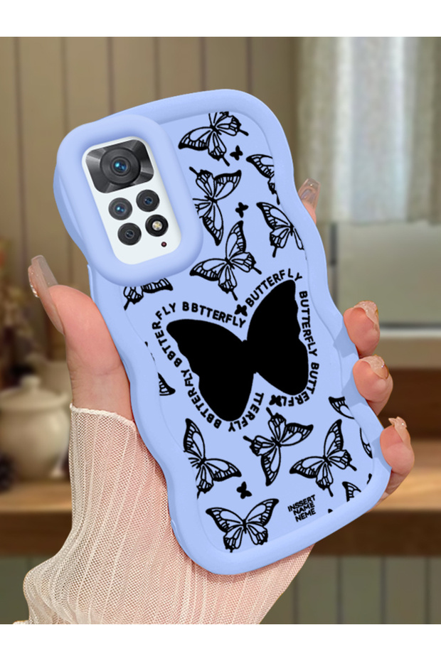Redmi Note 11 Pro 4g Compatible Shockproof Simple Blue Silicone Phone Case Butterfly Pattern