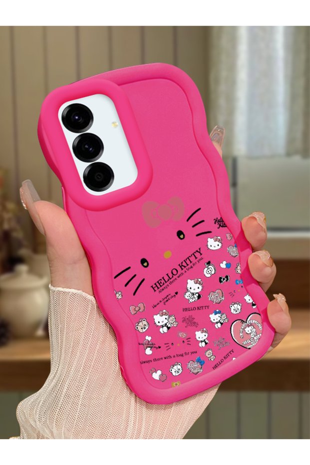 Samsung Galaxy A56 Compatible Shockproof Simple Red Silicone Phone Case Hello Kitty Pattern