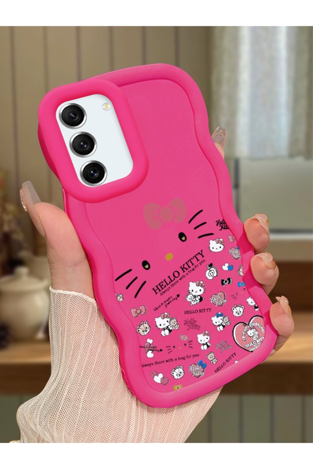 Samsung Galaxy S21 Fe Compatible Shockproof Simple Red Silicone Phone Case Hello Kitty Pattern