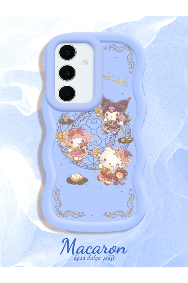 Simple Blue Silicone Phone Case Kitty Pattern Compatible with Samsung Galaxy S24 Fe Shockproof