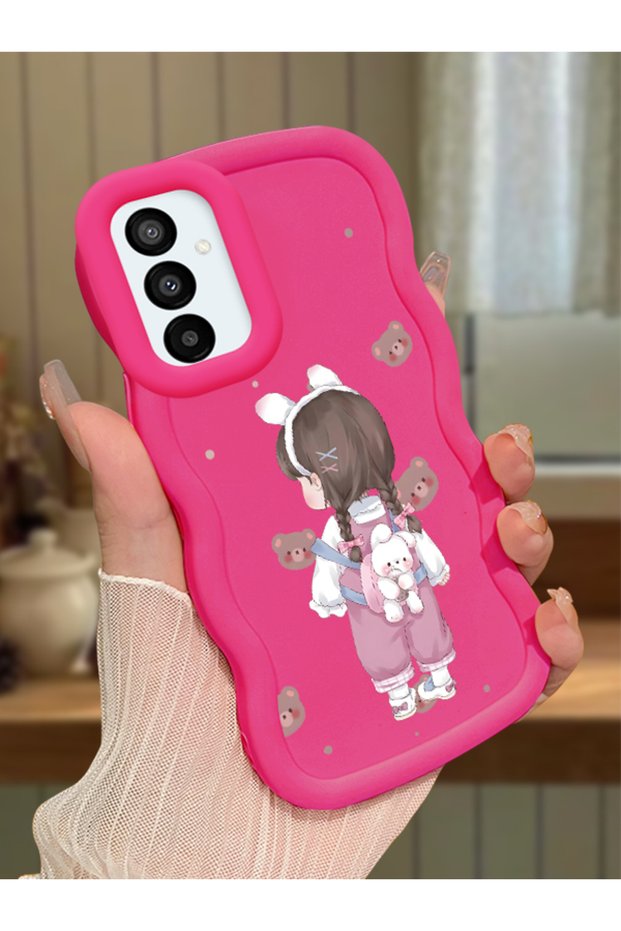 Samsung Galaxy M23 Compatible Shockproof Simple Red Silicone Phone Case Girl Pattern