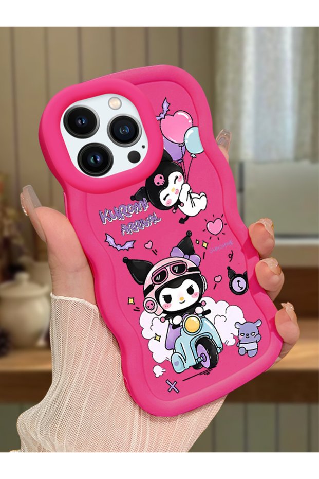 iPhone 13 Pro Max Compatible Shockproof Simple Red Silicone Phone Case Kuromi Pattern