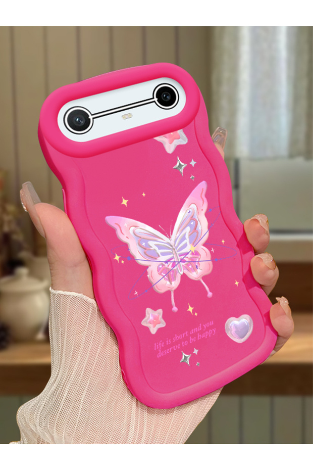 Tecno Spark Slim Compatible Shockproof Simple Red Silicone Phone Case Butterfly Pattern