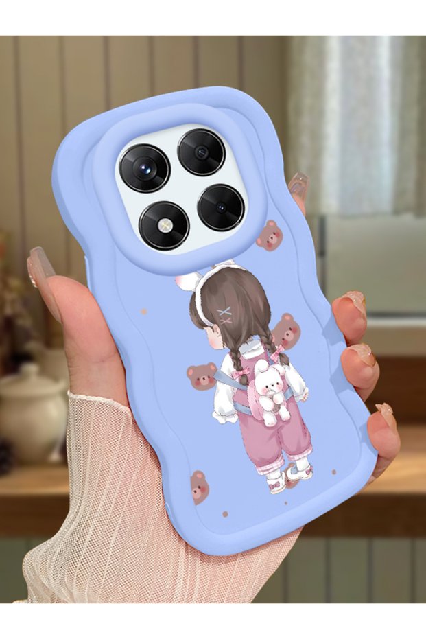 For Xiaomi Redmi Note 14 Pro 4g Compatible Shockproof Simple Blue Silicone Phone Case Girl Pattern