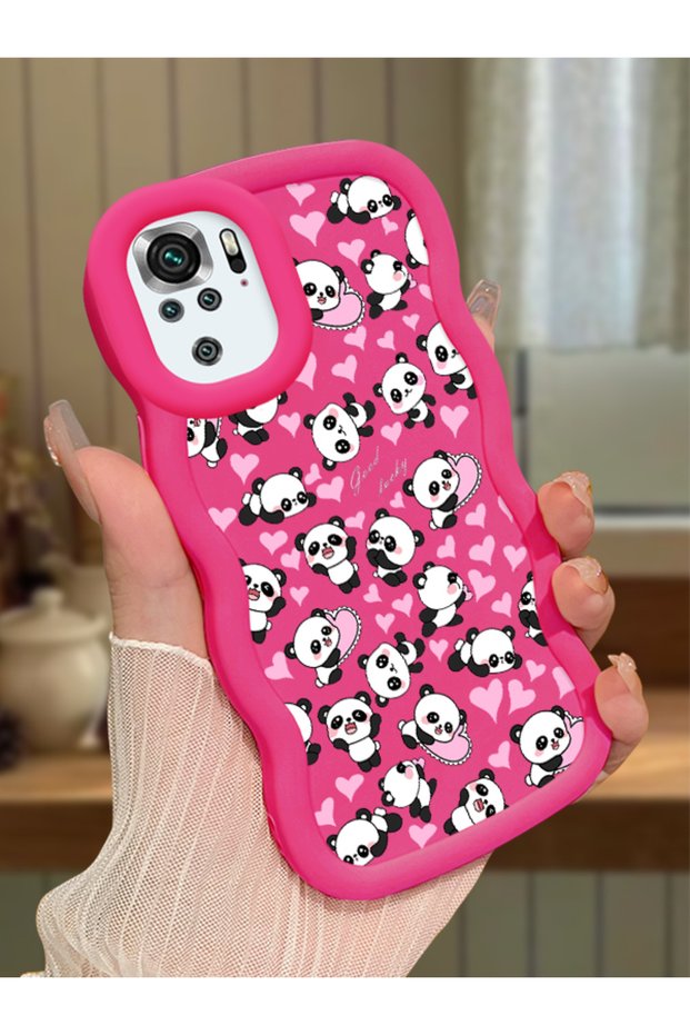 Xiaomi Redmi Note 10 4g Compatible Shockproof Simple Red Silicone Phone Case Panda Pattern