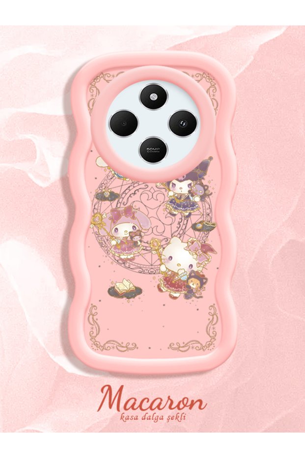 Simple Pink Silicone Phone Case Kitty Pattern Shockproof Compatible with Redmi 14C 4g