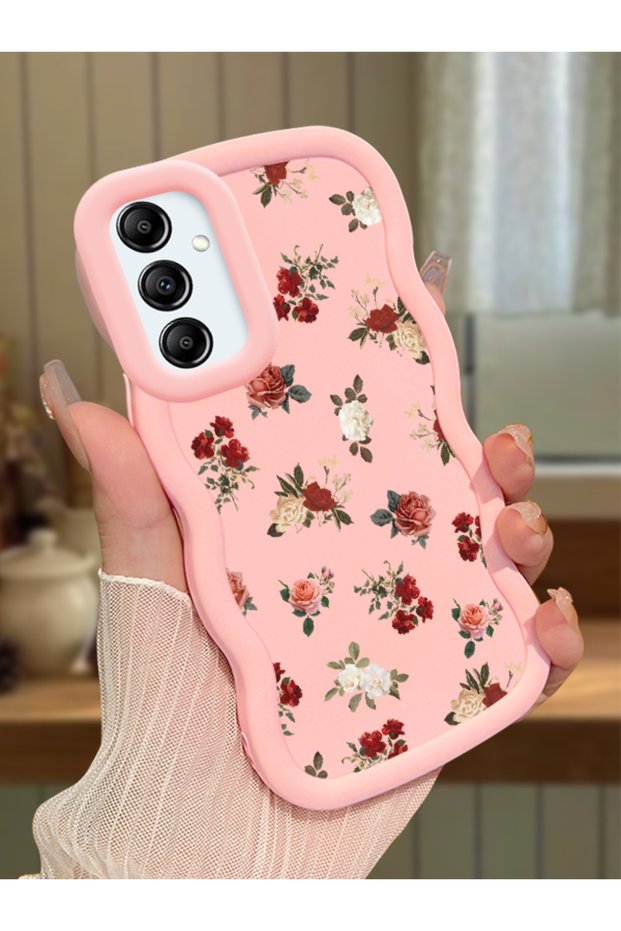Samsung Galaxy A14 5g Compatible Shockproof Simple Pink Silicone Phone Case Cover Flower Pattern