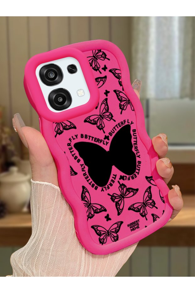 A6 Pro 5g Compatible Shockproof Simple Red Silicone Phone Case Butterfly Pattern