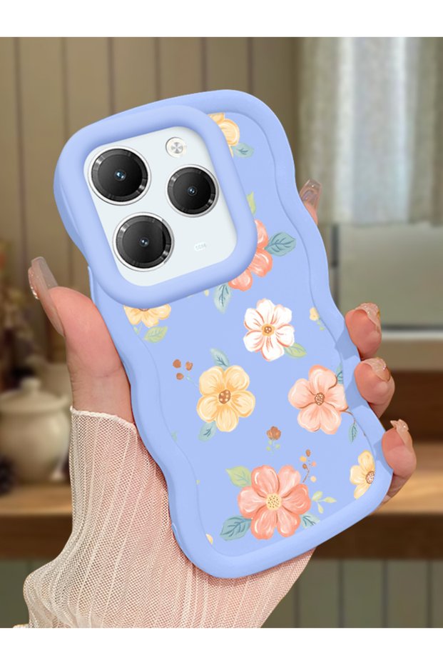 Infinix Hot 40 Compatible Shockproof Simple Blue Silicone Phone Case Cover Flower Pattern