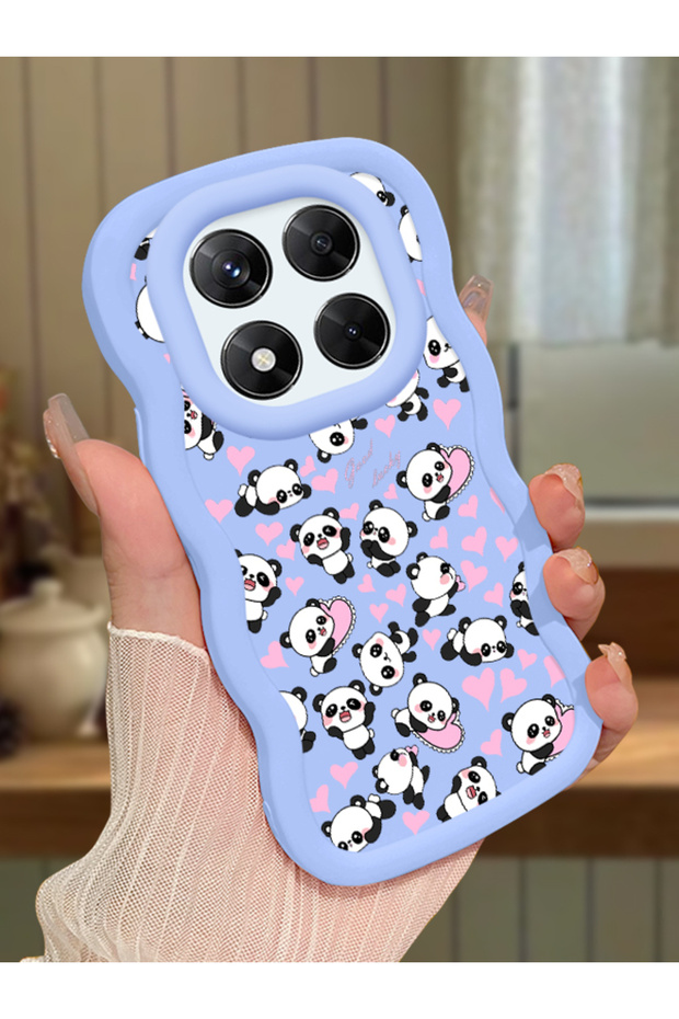 Xiaomi Redmi Note 14 Pro 4g Compatible Shockproof Simple Blue Silicone Phone Case Panda Pattern
