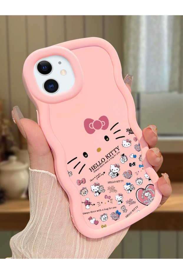 حافظة هاتف من السيليكون الوردي البسيط المقاوم للصدمات متوافقة مع هاتف iPhone 12 بنمط Hello Kitty