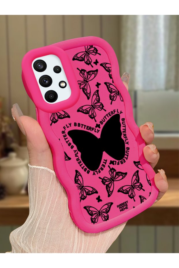 Samsung Galaxy A73 Compatible Shockproof Simple Red Silicone Phone Case Butterfly Pattern