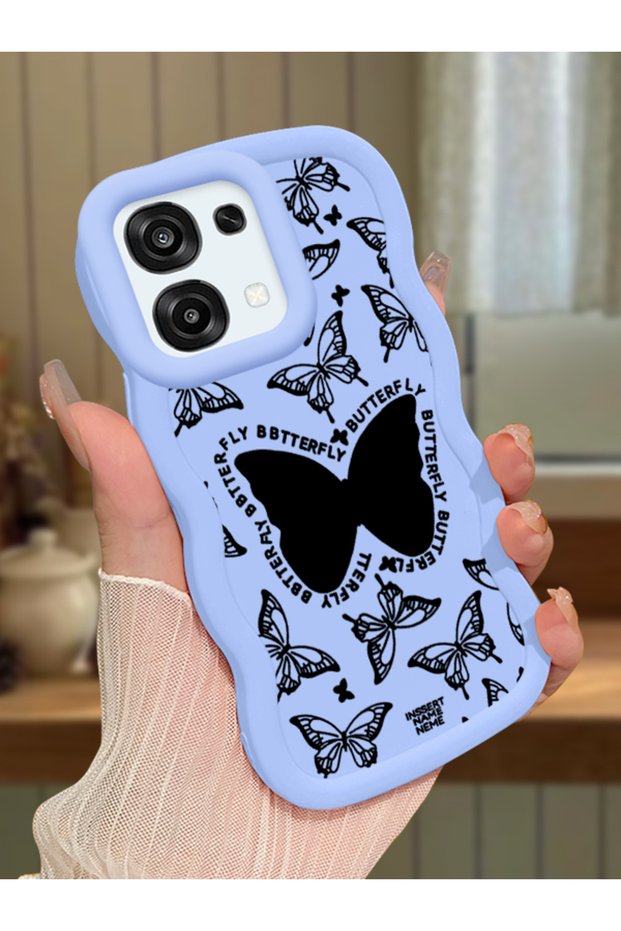 Oppo A6 Pro Compatible Shockproof Simple Blue Silicone Phone Case Butterfly Pattern