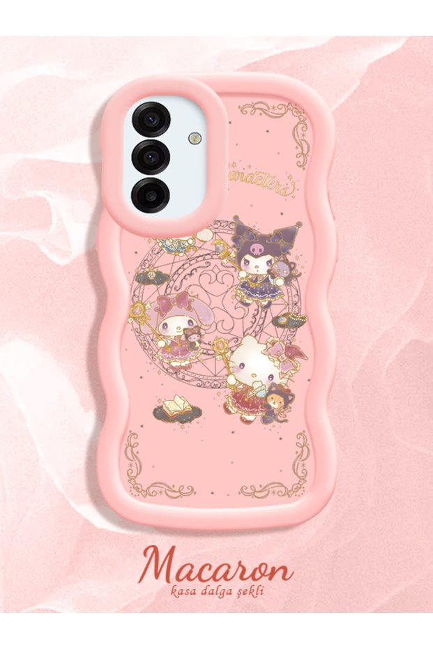Simple Pink Silicone Phone Case Kitty Pattern Compatible with Samsung Galaxy A17 Shockproof