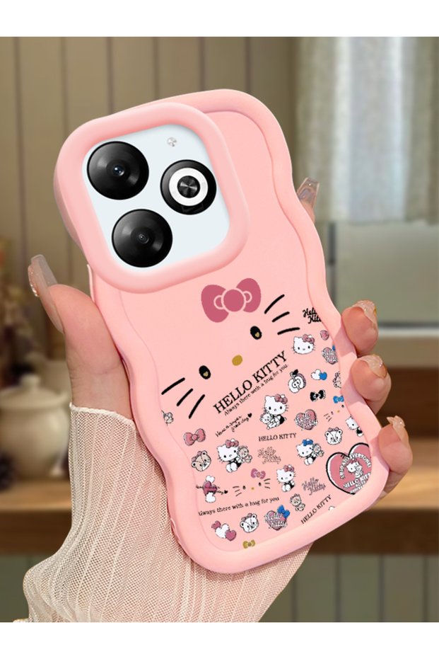 Infinix Hot 40I Compatible Shockproof Simple Pink Silicone Phone Case Hello Kitty Pattern