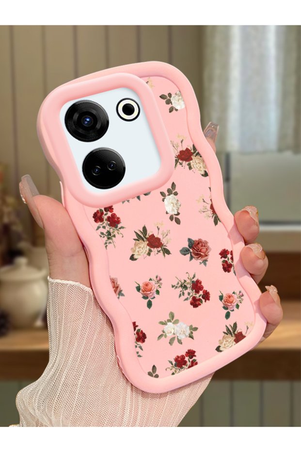 Case for Tecno Camon 20 Pro 4g Compatible Shockproof Simple Pink Silicone Phone Cover Flower Pattern