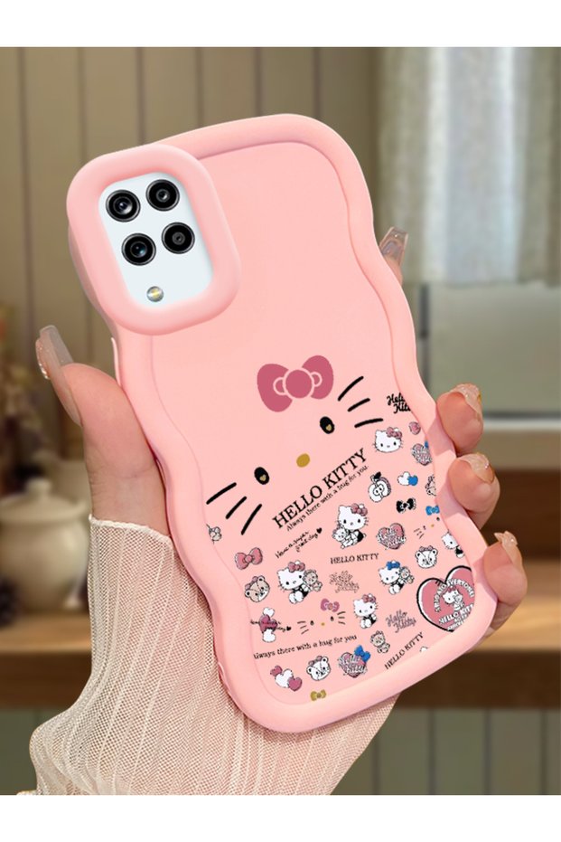 Samsung Galaxy M12 Compatible Shockproof Simple Pink Silicone Phone Case Hello Kitty Pattern