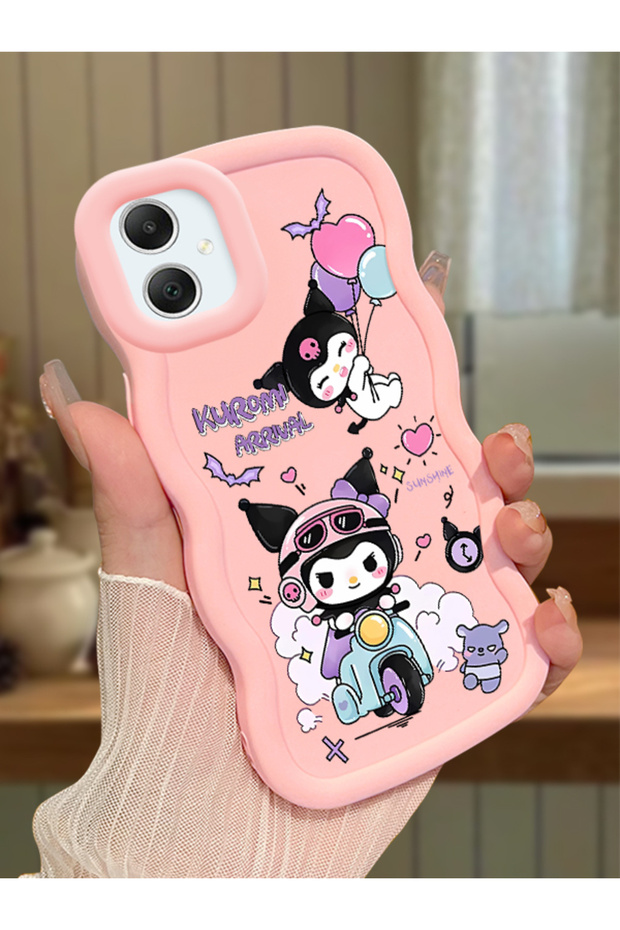 Samsung Galaxy A05 Compatible Shockproof Simple Pink Silicone Phone Case Kuromi Pattern