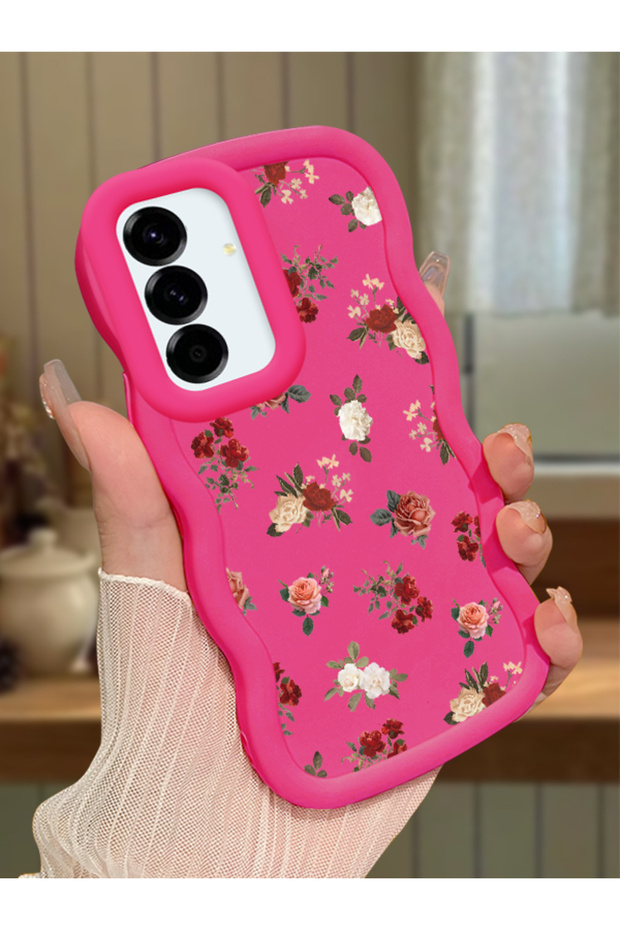 Samsung Galaxy A36 5g Compatible Shockproof Simple Red Silicone Phone Case Cover Flower Pattern