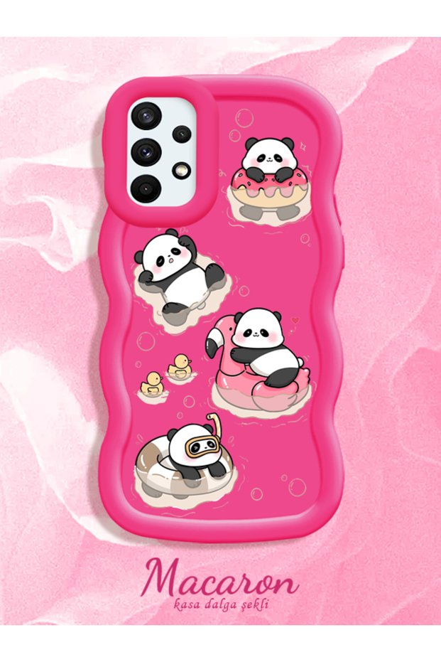 Simple Red Silicone Phone Case Panda Pattern Shockproof Compatible with Samsung Galaxy A73