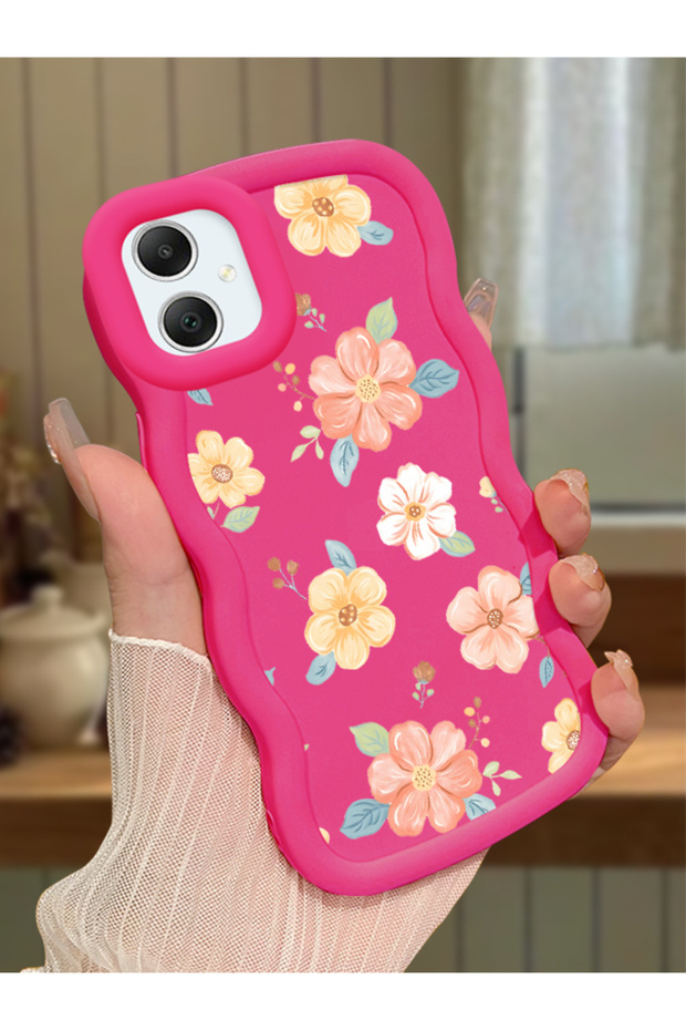 Samsung Galaxy A05 Compatible Shockproof Simple Red Silicone Phone Case Flower Pattern