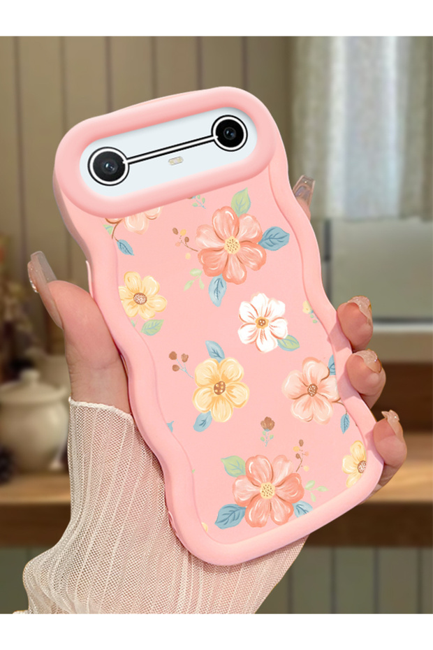 Tecno Spark Slim Compatible Shockproof Simple Pink Silicone Phone Case Flower Pattern