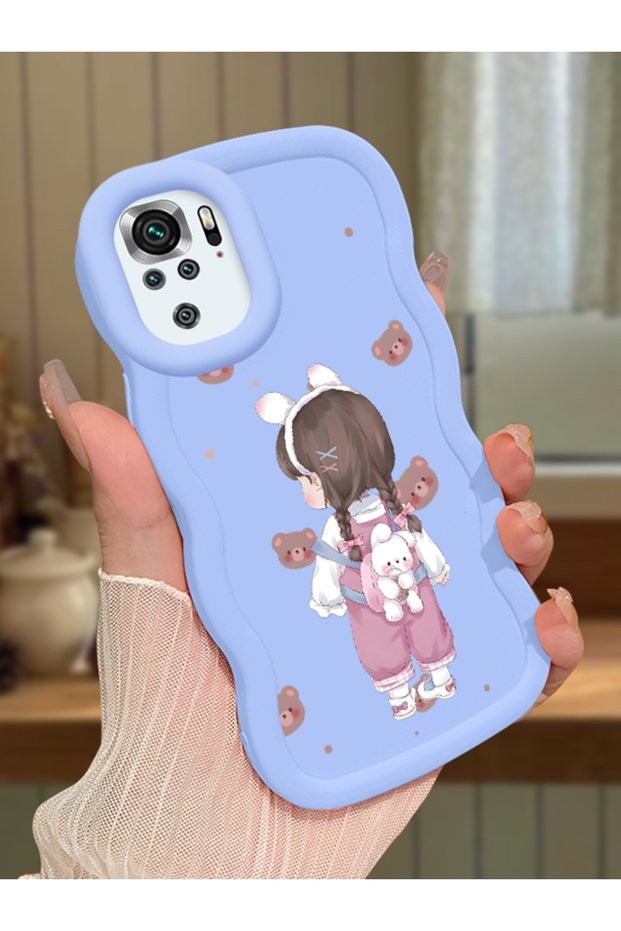 Xiaomi Redmi Note 10 4g Compatible Anti-Knock Simple Blue Silicone Phone Case for Girl Pattern