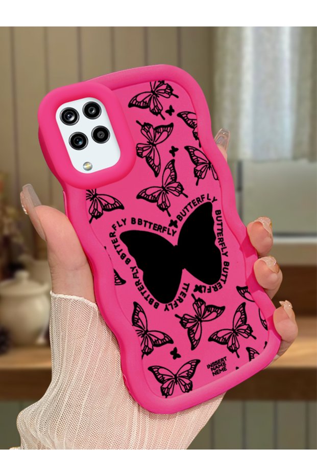 Samsung Galaxy M12 Compatible Shockproof Simple Red Silicone Phone Case Butterfly Pattern