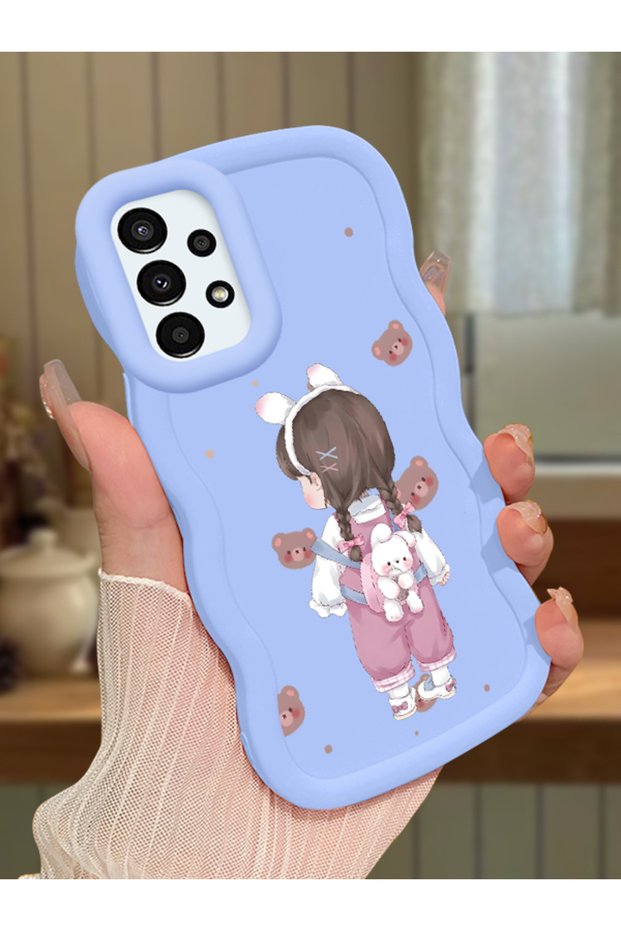 Samsung Galaxy A13 4g Compatible Shockproof Simple Blue Silicone Phone Case Girl Pattern
