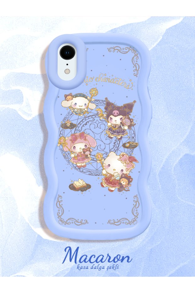 Simple Blue Silicone Phone Case Kitty Pattern Compatible with iPhone Xr Shockproof