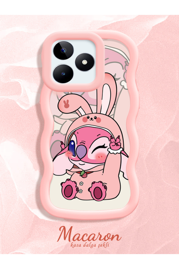 Simple Pink Silicone Phone Case Cute Pattern Compatible with Realme Note 50 Shockproof