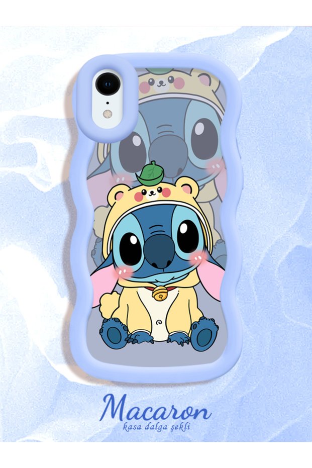 Simple Blue Silicone Phone Case Stitch Pattern Compatible with iPhone Xr Shockproof