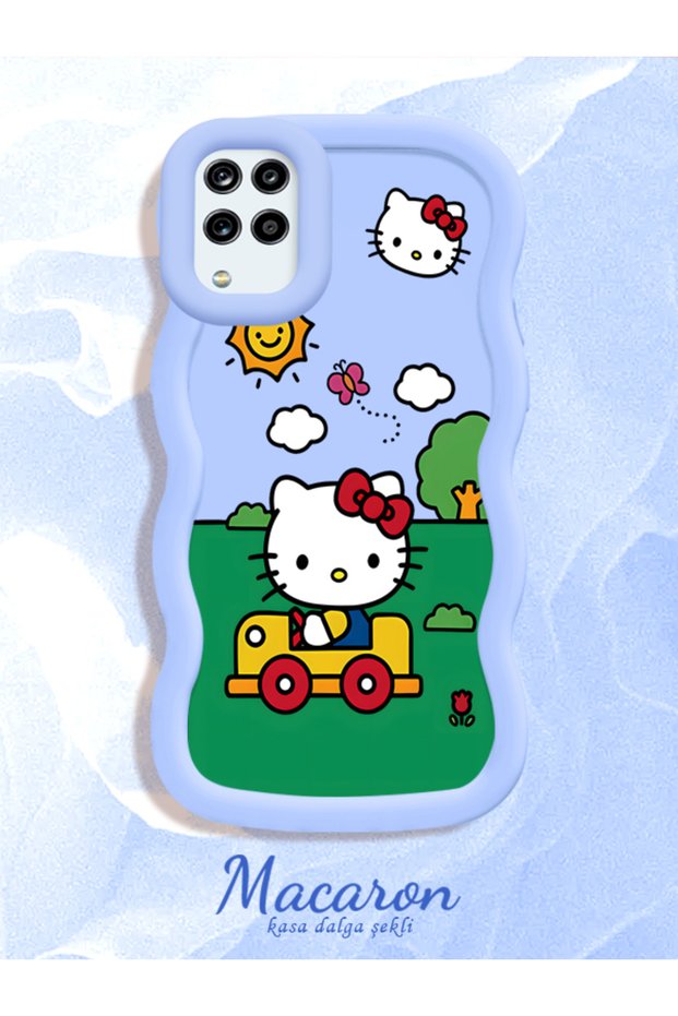 Simple Blue Silicone Phone Case Compatible with Samsung Galaxy A12 Hello Kitty Pattern Shockproof